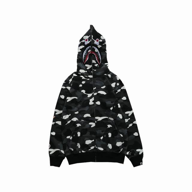 上新 310 高版本 Bape夜光斑点迷彩单帽开衫拉链情侣卫衣 鲨鱼头潮炸街，满满的潮流味，任何人都可以完美驾驭，采用活性全棉订染定制面料，不起球不褪色，印花不