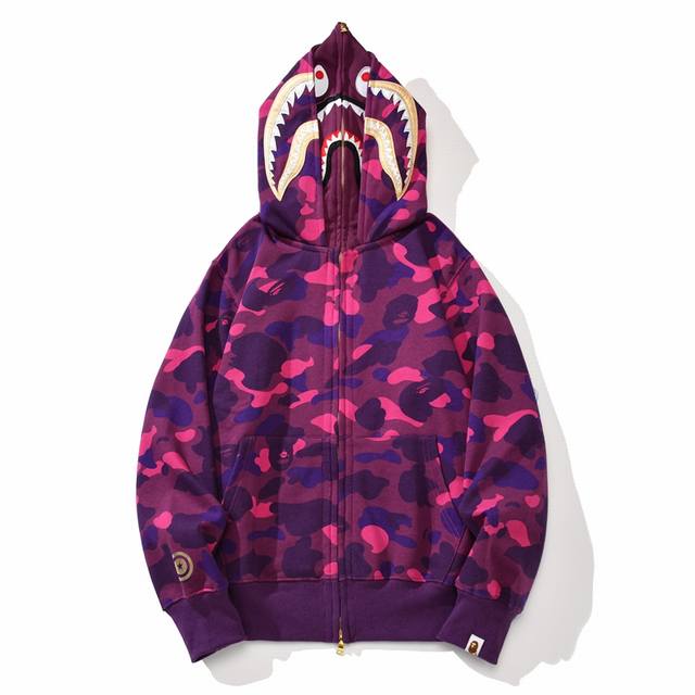 上新 340 高版本 Bape 鲨鱼头土豪金双帽迷彩卫衣 形象让你成为最靓仔 官网发售款｜超级推荐｜超人气单品 亮点满满 秋冬宽松连帽卫衣 不起球不变形 原装包