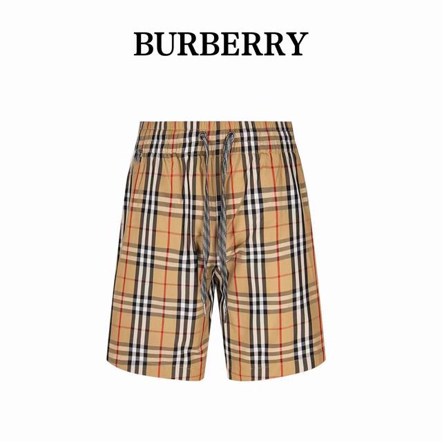 210 Burberry 巴宝莉 22Ss 格纹沙滩短裤 印花位置全身对格对位，对裁剪师傅水平要求极高，损耗非常大，抽绳有四种颜色是色织工艺！为了达到原版一致的