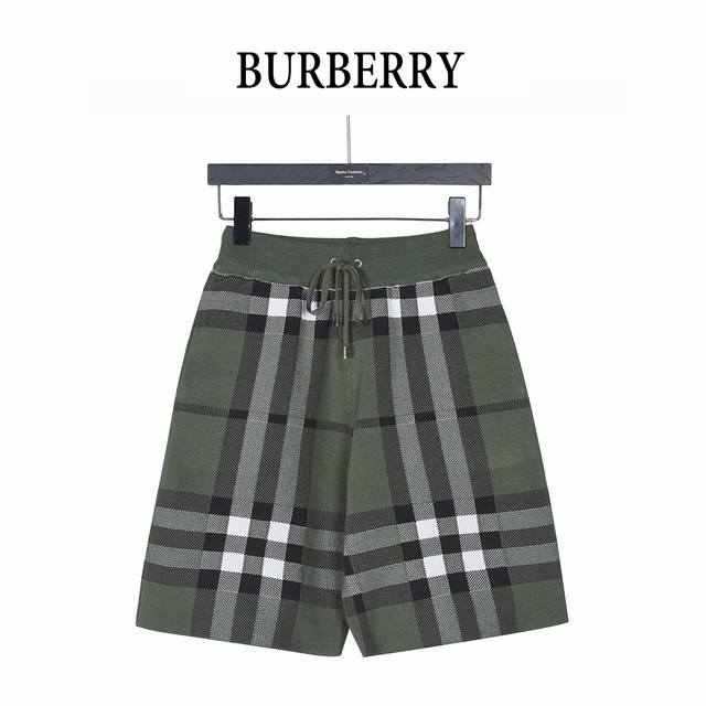 200 Burberry 巴宝莉 大格纹针织短裤 -采用定制针织一体的条纹面料 威化布织法 提花针织工艺 版型紧致立体 4杠拼接 定制裤绳五金质感强上身舒适透气