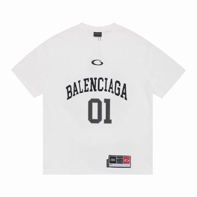 上新 210 高版本 Balenciaga巴黎世家 Basketball 系列 01号球衣短袖T恤 原样购入开发 面料订制染色 做水洗预缩270G16支精梳紧密