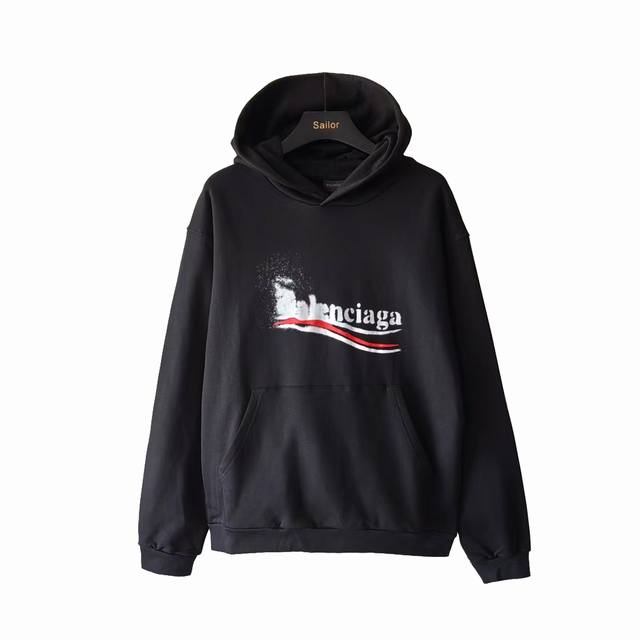 340 实拍细节图+尺码表 巴黎世家Balenciaga溶解可乐网点印花连帽卫衣 进口椭圆机处理 在网点印花还得椭圆机高级 溶解可乐出来的模糊感 此印花原版到手