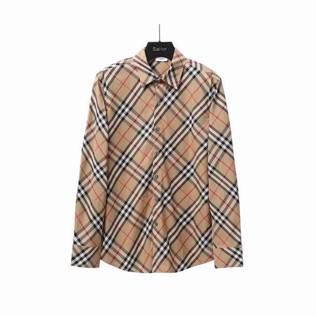 260 实拍细节图+尺码表 Burberry 巴宝莉 新款格子斜纹对格长袖条纹衬衫 面料采用100%纯棉格纹原版定制面料 面料属性舒适 透气 水感柔软 色织格纹