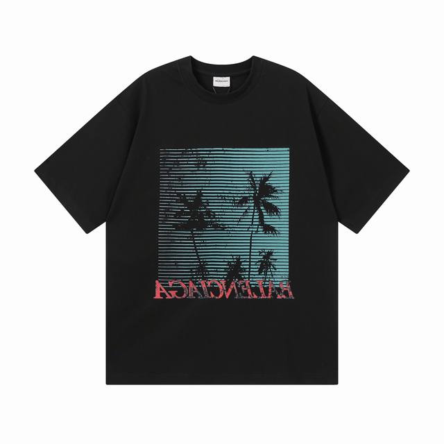 180 Balenciaga 巴黎世家 26Ss 沙滩艺术字母白墨印花短袖T恤 成衣复古磨烂。砖柜同步.第一时间正品研制。欢迎对比！面料采用巴黎Zp定织定染全棉