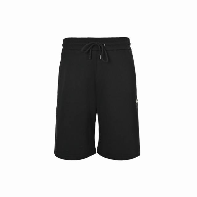 180 prada 普拉达 三角标短裤 2025秋冬款新款 定制纯棉面料 Logo胶条点辍 定制三角章Logo 男女同款 休闲短裤 长裤 颜色：黑 Size:X