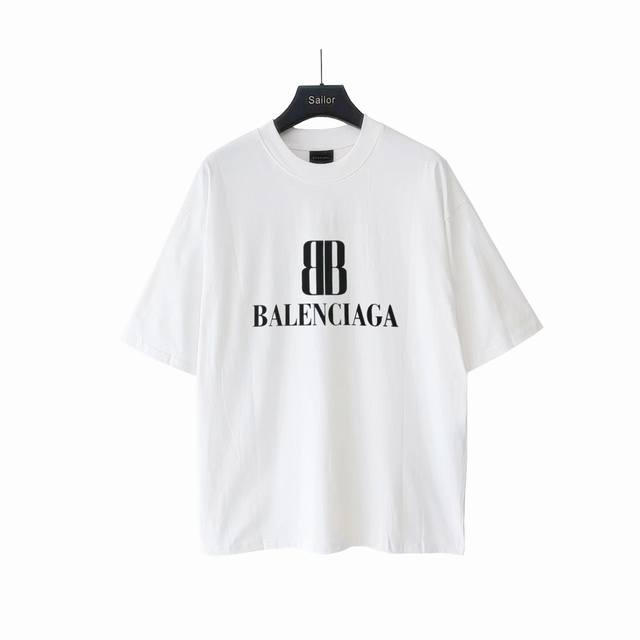 170 实拍细节图 +尺码表 巴黎世家Balenciaga 双Blogo短袖 进口椭圆机访手绘效果 印花无牙边 袖口 螺纹 下摆的磨破效果 真的太好看了做洗水破