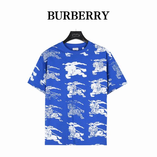 160 Burberry 巴宝莉 满印渐变战马印花短袖T恤 面料采用纯棉毛精梳棉面料，对色定染面料， 采用进口水浆发泡厚版印花， 上身效果宽松休闲，三标齐全 ，