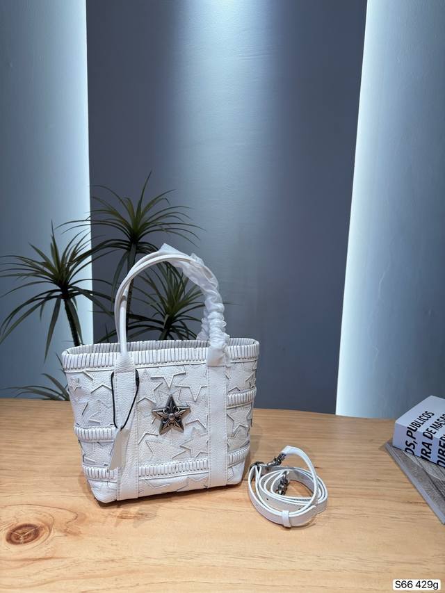 p550 Chrome Hearts white star-patterned leather tote bag, made of imported leath