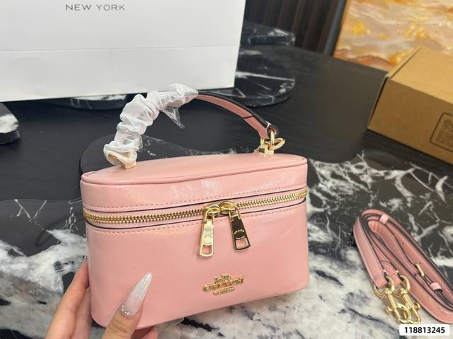 p240 Coach cosmetic bag with box. Coach's latest box bag, super cute little box,