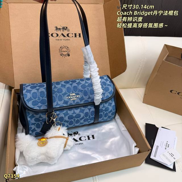 280 Airplane Box Size: 30.14cm Coach Bridget Denim Tote Bag, Chambre Blue Denim