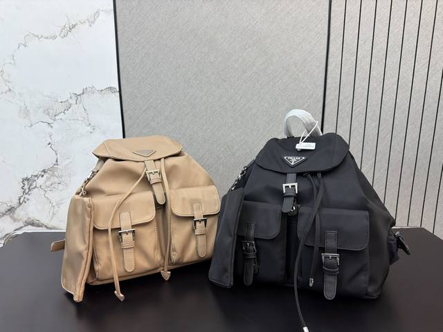 p280 Prada Re-Nylon Backpack Men's School Bag Backpack Classic Versatile Actual