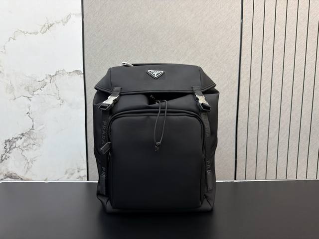p310 Prada Re-Nylon Backpack, Drawstring School Bag, Classic and Versatile, Real