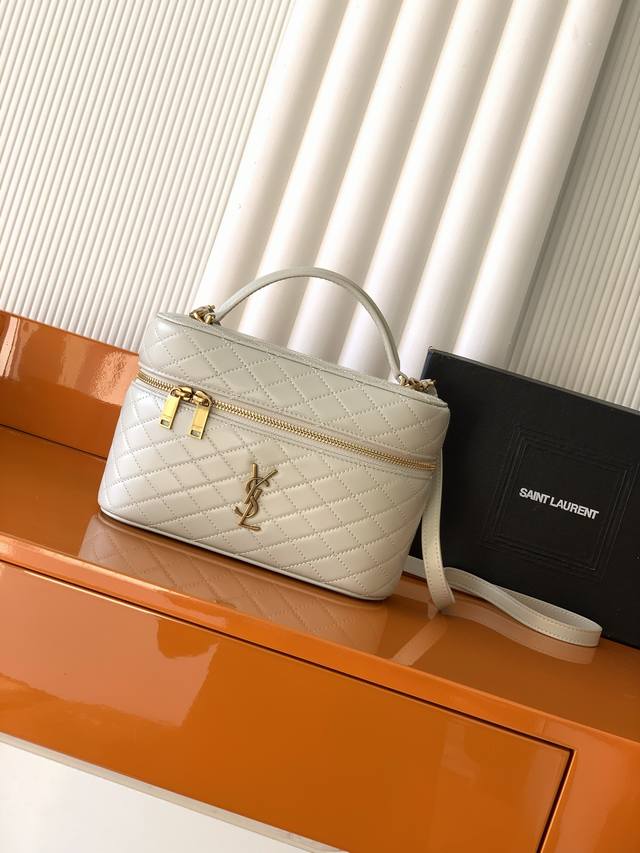 p700 White Lambskin Gold Latest Hot Selling Giant Makeup Bag, a large Gaby-style