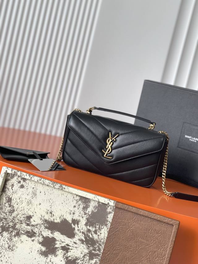 p730 This new Loulou bag features black lambskin with a soft, supple feel. It in