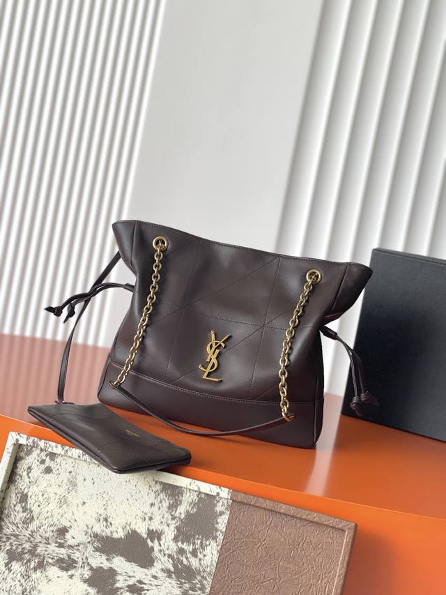 p830 Small Coffee-Style Lambskin Antique Gold YSL New Small Jamie 4.3 Large Poch
