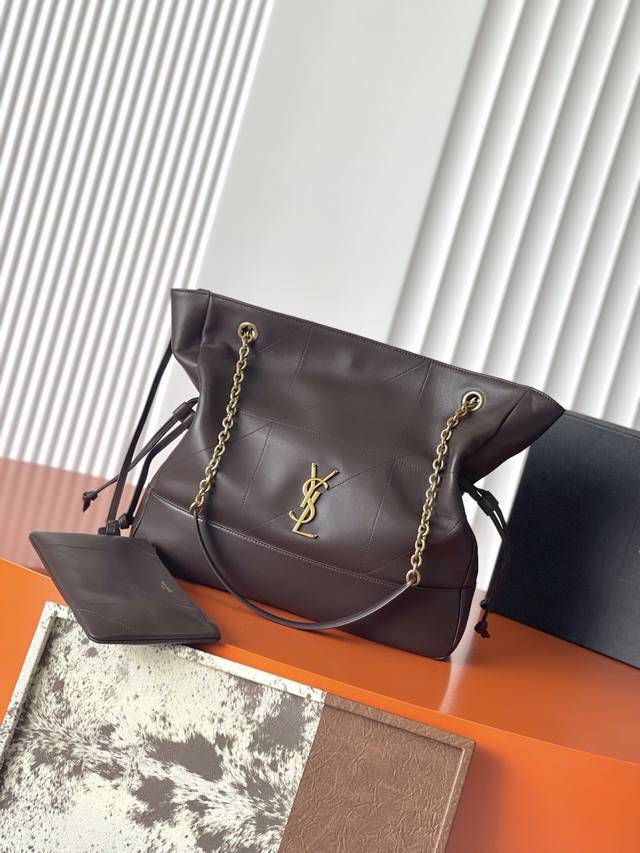 p960 Coffee-colored Lambskin Antique Gold New Upgraded YSL Jamie 4.3 Large Pocho