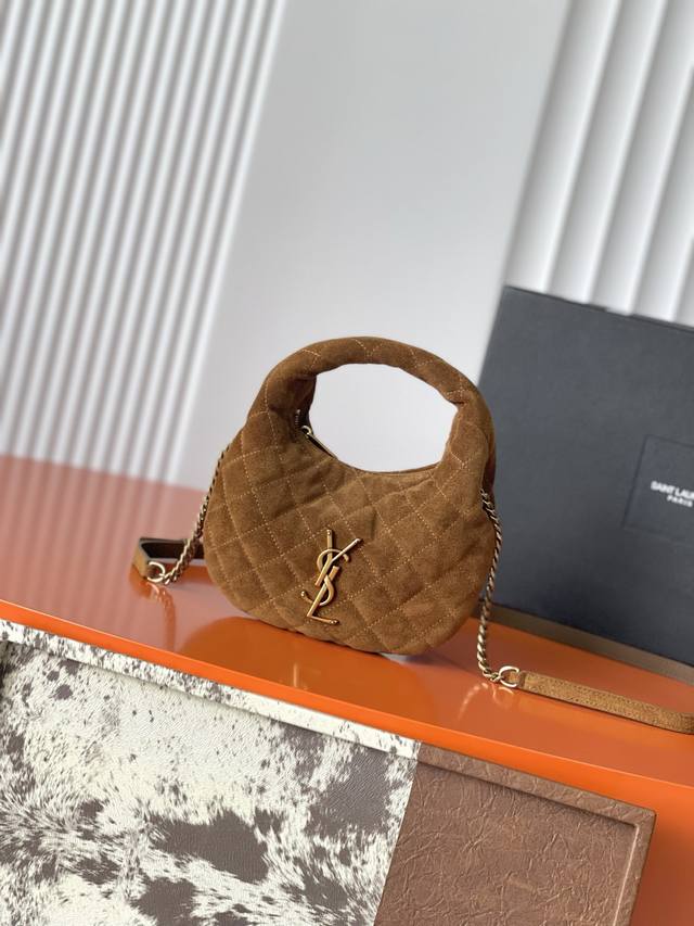 p600 Caramel Frosted Gold YSL Icari No Mini Lambskin Handbag. Made of premium la