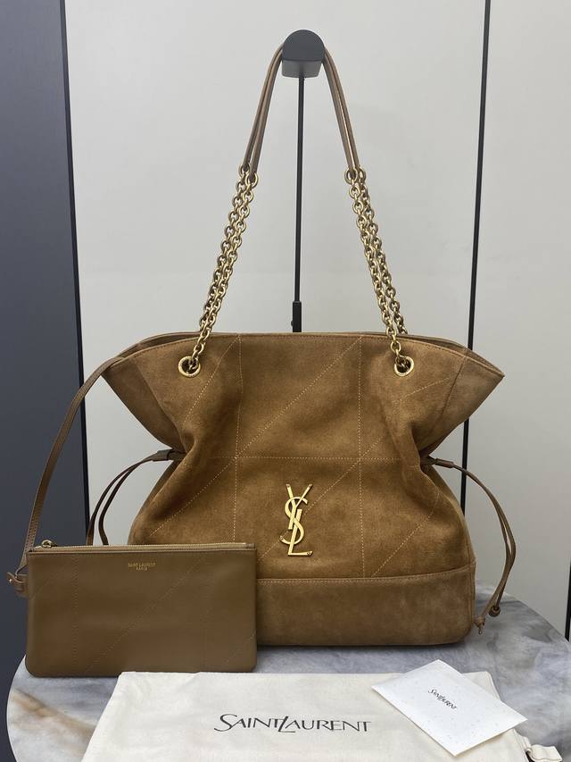 pp960 Frosted Caramel Antique Gold YSL New Jamie 4.3 Large Pochon Frosted Leathe