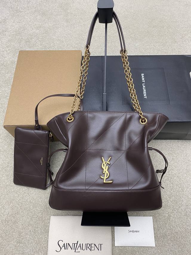 pp830 Small Coffee-Style Lambskin Antique Gold YSL New Small Jamie 4.3 Large Poc