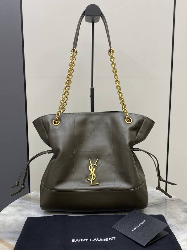 pp830 Small Green Lambskin Antique Gold YSL New Small Jamie 4.3 Large Pochon Lam