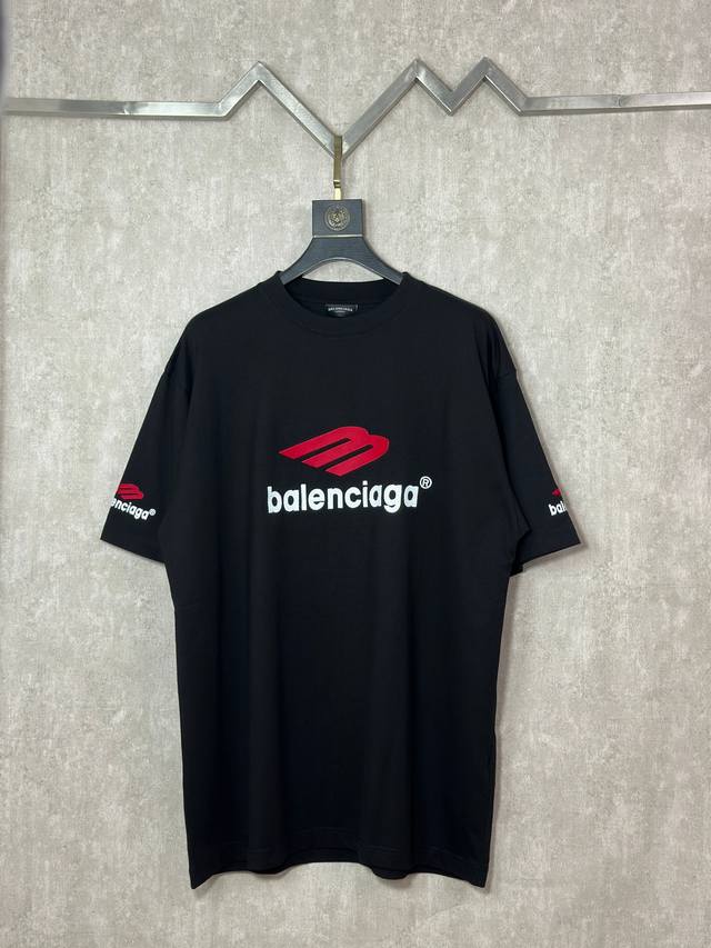 顶级版本 区别通货 全年不下架，放心出售 p160 款式:Balenciaga巴黎世家Ba刺绣3M大Logo滑雪短袖男女同款T恤 定制面料：280克双纱100%