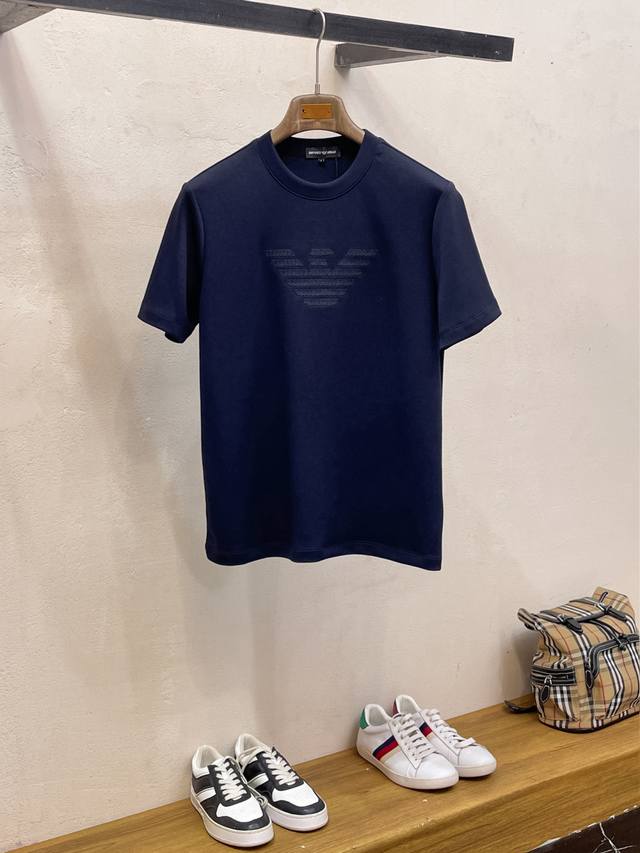 开春新品 p220 阿玛尼 2026新款原单男士休闲打底短袖T恤！高端定制 高版本 时尚百搭爆款宽松版型原版进口420克双股纯棉面料 螺纹袖口.领口衣摆 手感超