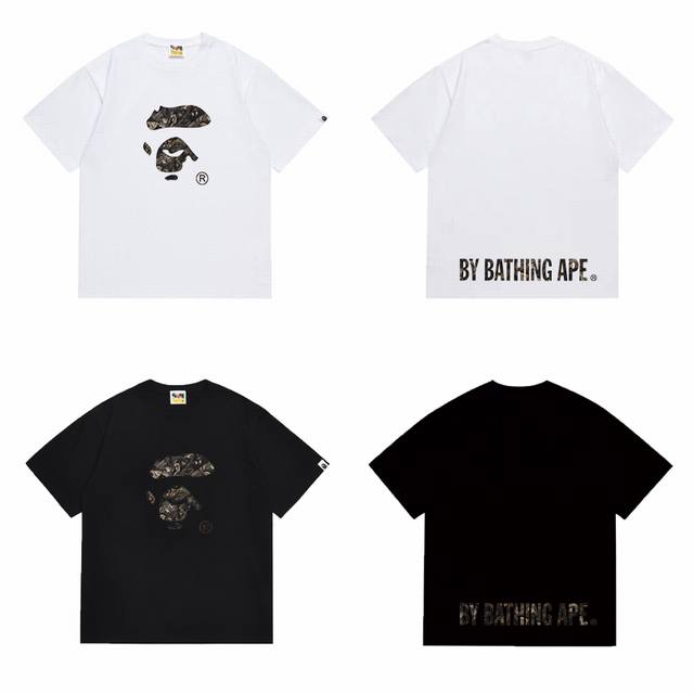 Y113 p100 区别市场通货 A Bathing Ape 猿人头系列 印花圆领短袖T恤 邂逅醒目经典元素碰撞时尚火花，R标加持更显独特态度。采用32支280