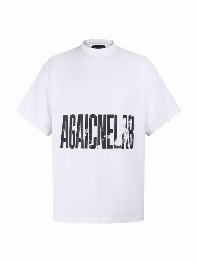 p160 Balenciaga 26Ss字母印花圆领短袖T恤 正品2431购入开发 26支双纱精梳巴黎棉240克 1*1拉架罗纹300克 裂纹印花 洗水磨破 定