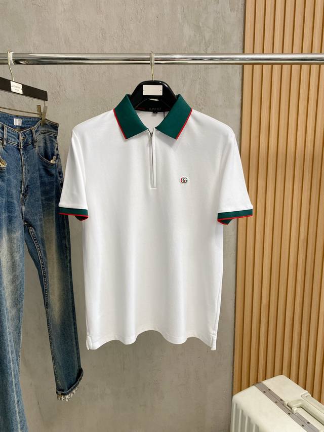 p270 古驰 26Ss夏季新款字母Logo男士翻领polo衫！经典商务男款，高端男装的天花板级别的商务男款！简约时尚大气不失优雅，单穿内搭体面过人，品质控 细