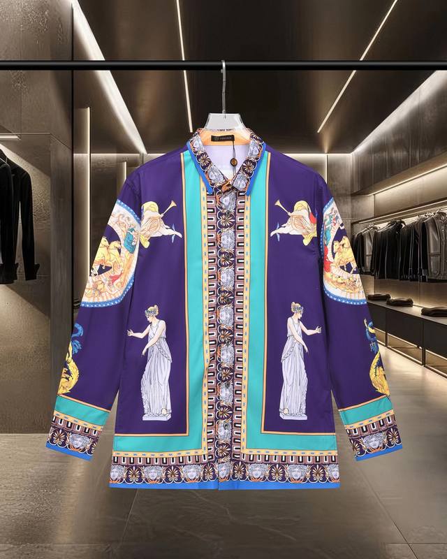 180 Versace 范思哲 爆款来袭 美杜莎宫廷风动物系列数码印花长袖衬衫 2025Ss官网新款长袖 衬衫 衬衣，精美印花Logo 高端版本，专柜定制面料