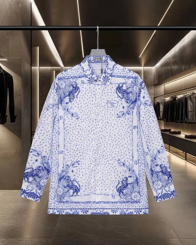 180 Dior 迪奥 爆款来袭 限定款动物花卉标识Logo数码印花长袖衬衫 2025Ss官网新款长袖 衬衫 衬衣，精美印花Logo 高端版本，专柜定制面料 透