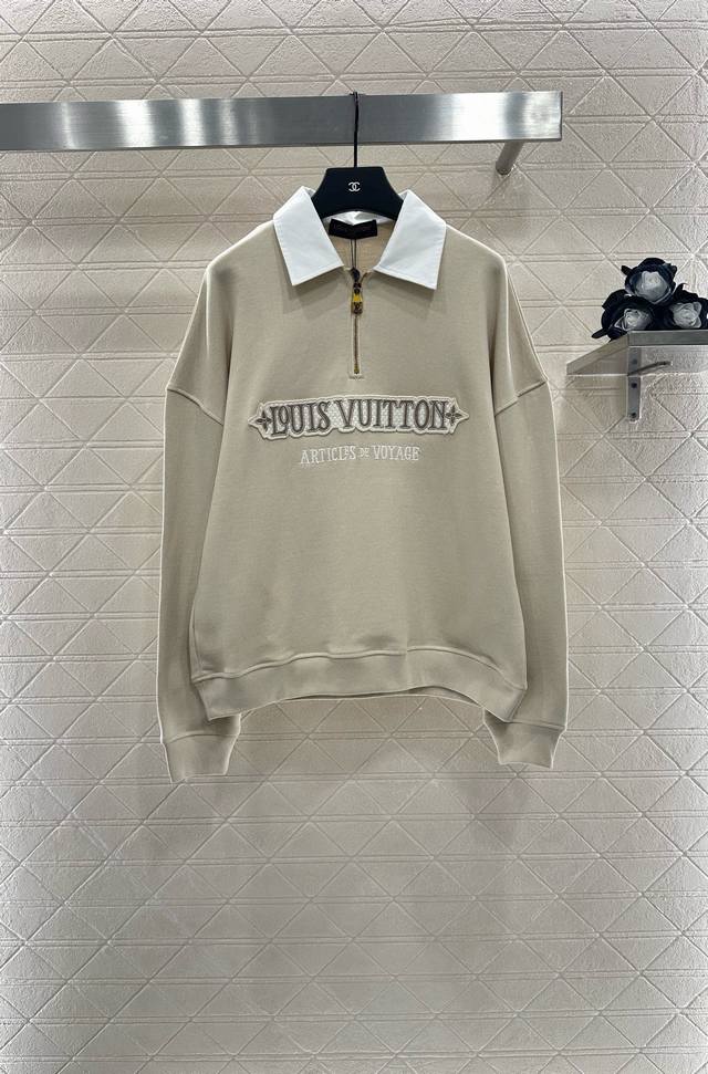 97319#特价80Louis Vuitto*翻领拉链半开襟卫衣定制Yb原生全棉材质 质感高级 穿搭有型 精致翻领卫衣版型 半开襟拉链领设 1S