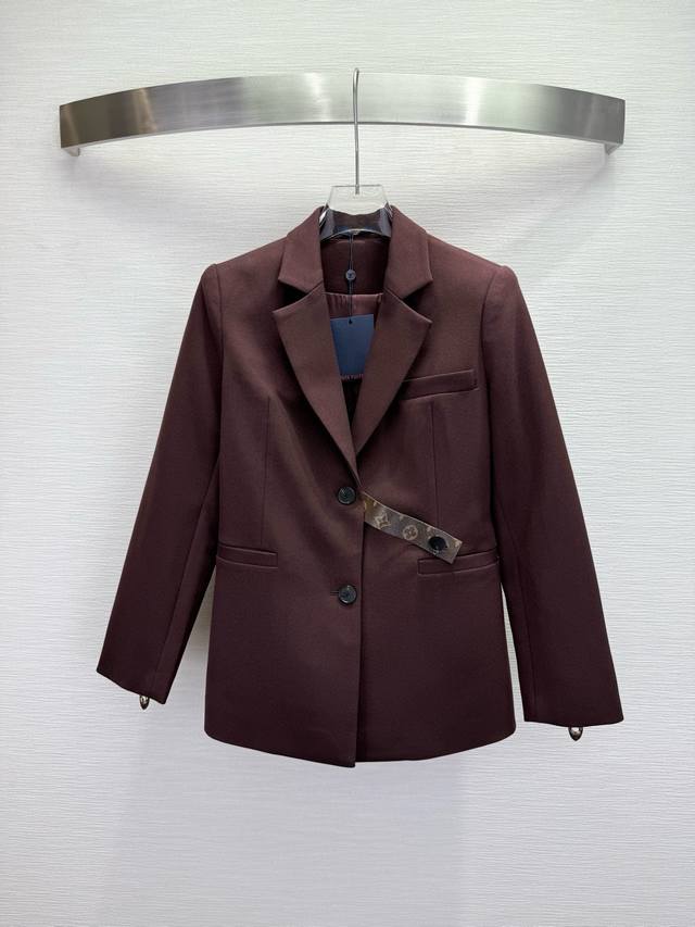 97873#特价120Louis Vuitto* 25Ss秋冬新款西装外套 腰间老花皮袖口拉链装饰 2S 5M