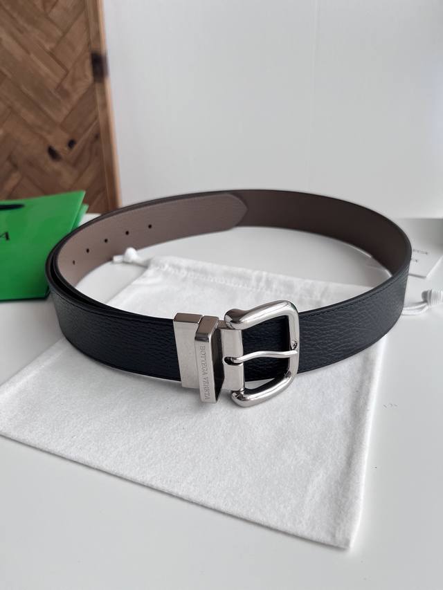 270--Bv 2026 Newest Men's Wide Flat Belt, Double-sided Italian Lychee Grain Calf
