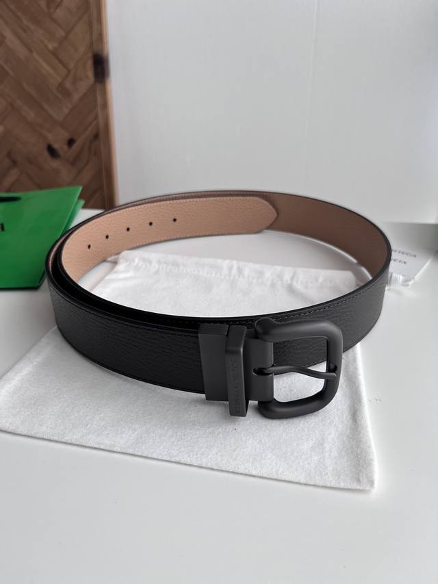 270--Bv 2026 Newest Men's Wide Flat Belt, Double-sided Italian Lychee Grain Calf
