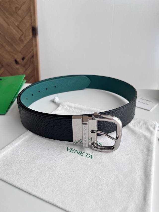 270--Bv 2026 Newest Men's Wide Flat Belt, Double-sided Italian Lychee Grain Calf