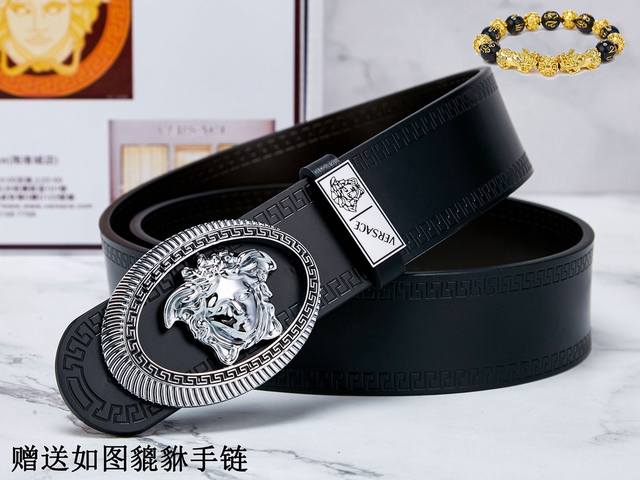 皮带：范思哲.Ver 原单p200 腰带：百分百头层牛皮，保证真皮。24K纯钢扣双面可用专柜同等质量， 送人自用首选 包装： 请认准如图专柜包装，赠送打孔器，银