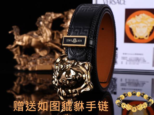 皮带：范思哲.Ver 原单p180 腰带：百分百头层牛皮，双面荔枝纹，保证真皮。24K纯钢扣双面可用专柜同等质量， 送人自用首选 包装： 请认准如图专柜包装，赠