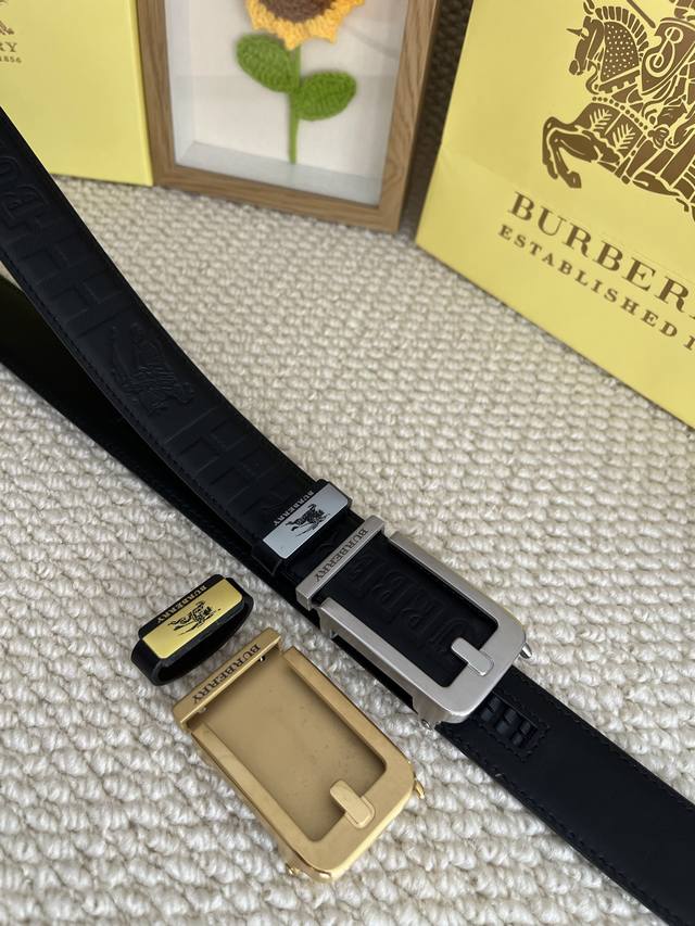 : Burberry Automatic Leather Belt P200 Material: 100% Top Layer Cowhide Leather,