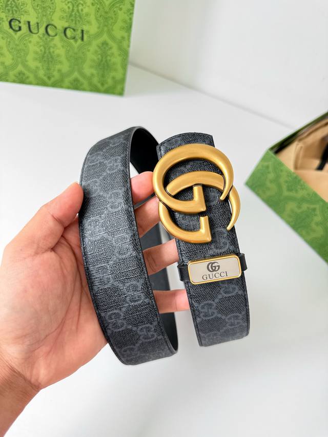 : Gucci Original Belt P200 Model: Hook buckle, pure steel buckle, top-grain cowh