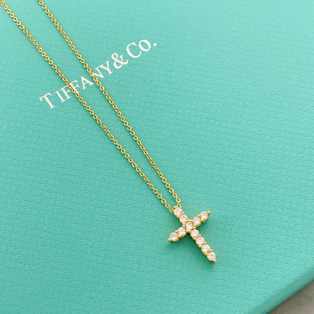p80Tx115 Tiffany's latest gold full diamond cross necklace, made of brass, ident p80Tx115 Tiffany's latest gold full diamond cross necklace, made of brass, ident