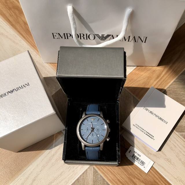 p490。原厂阿玛尼 Armani 石英男表，Ar1969，磨砂表壳，别具一格新风尚，多功能计时码表，带日历、24小时显示，表带创新牛皮与硅胶的完美结合，大大提