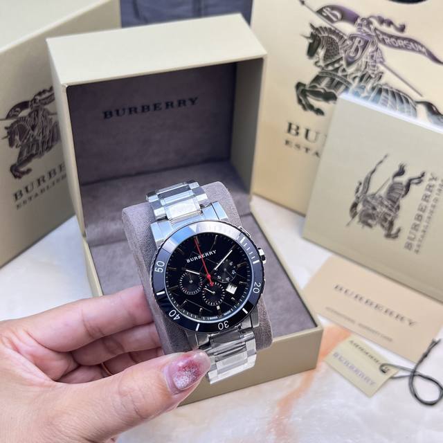 590 Burberry Men's 44mm, imported six-hand quartz movement, ceramic bezel, Briti 590 Burberry Men's 44mm, imported six-hand quartz movement, ceramic bezel, Briti