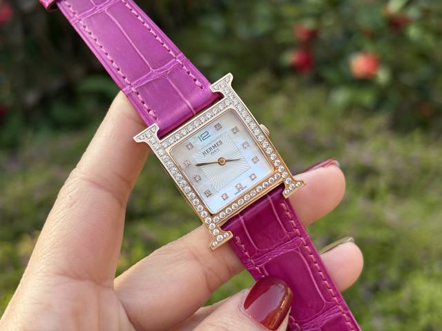 1430 Luxury Alligator Leather Watch - Hermes H series alligator leather watch, t