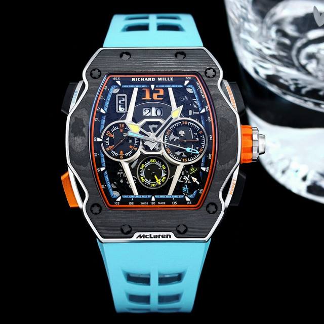 3710 Richard Mille 理查米尔 Rm65-01全新颜色 黑色碳纤维 活力黄色 蒂芙尼蓝色 全新工艺时尚更前卫镂空设计最新特别款 精品男士腕表 C