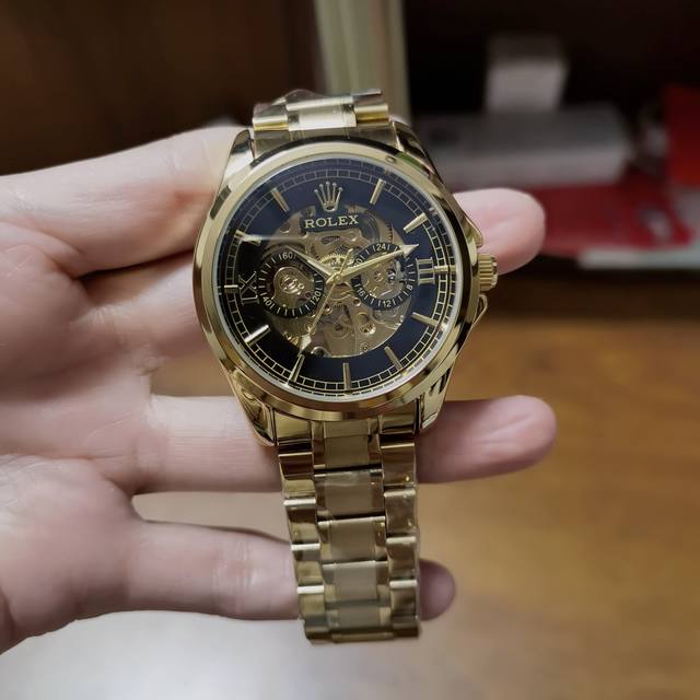 , Rolex P160 steel , leather, automatic mechanical movement, made with the fines