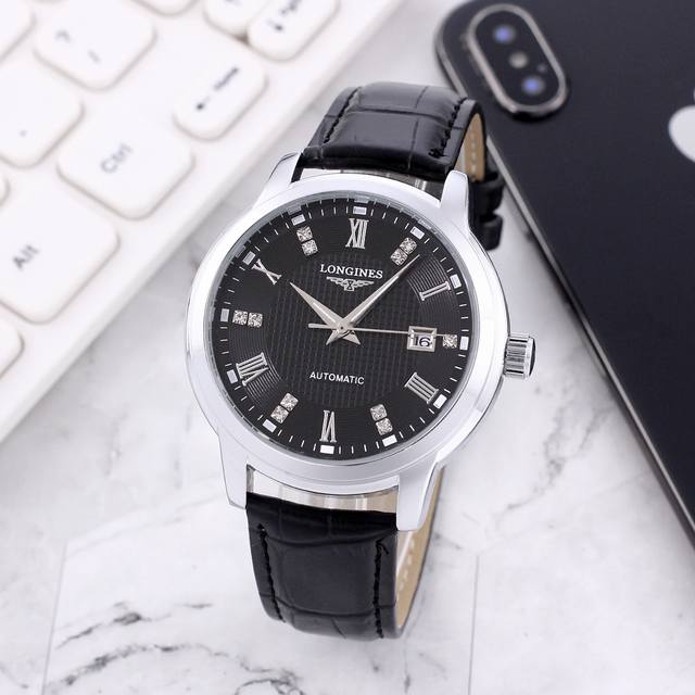 白：p140，间金：p140，全黑：p140，新款Longines -浪琴，简约时尚，商务休闲百搭腕表！全自动机械机芯，日历窗口显示，真空电镀，超强矿物质玻璃，