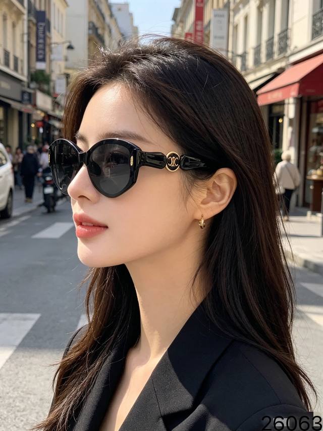 p100Celin*2026 New Luxury Retro Cat-Eye Sunglasses for Women, High-End Feel Ddd