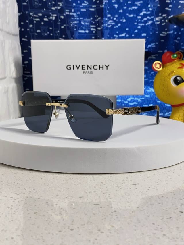 p100 Givenchy纪梵希 2026新款方形时尚太阳镜欧美个性无边框装饰个性切边pc片墨镜 男女通用