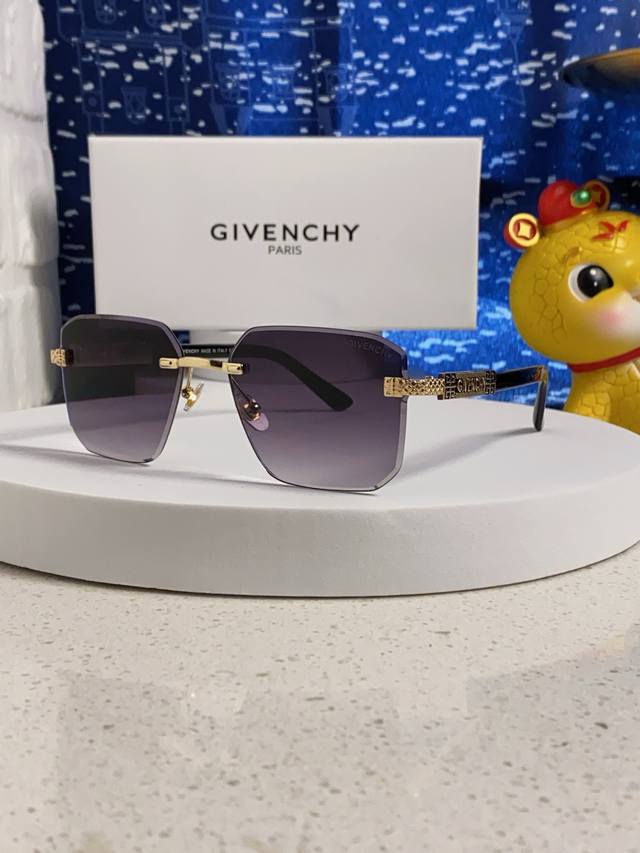 p100 Givenchy纪梵希 2026新款方形时尚太阳镜欧美个性无边框装饰个性切边pc片墨镜 男女通用